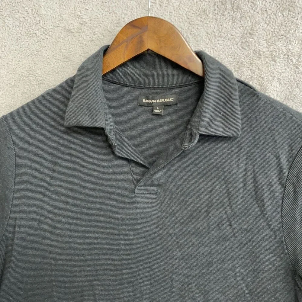 Banana Republic Men's Size L Gray Polo Shirt Cotton Blend